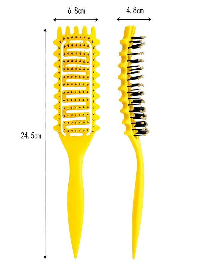 Yingbtr Curl Defining Brush,2024 Curly Hair Brush,Vented Hair Brush for Detangling, Shaping and Defining Curls For Women and Men Less Pulling (Yellow) - Image 3